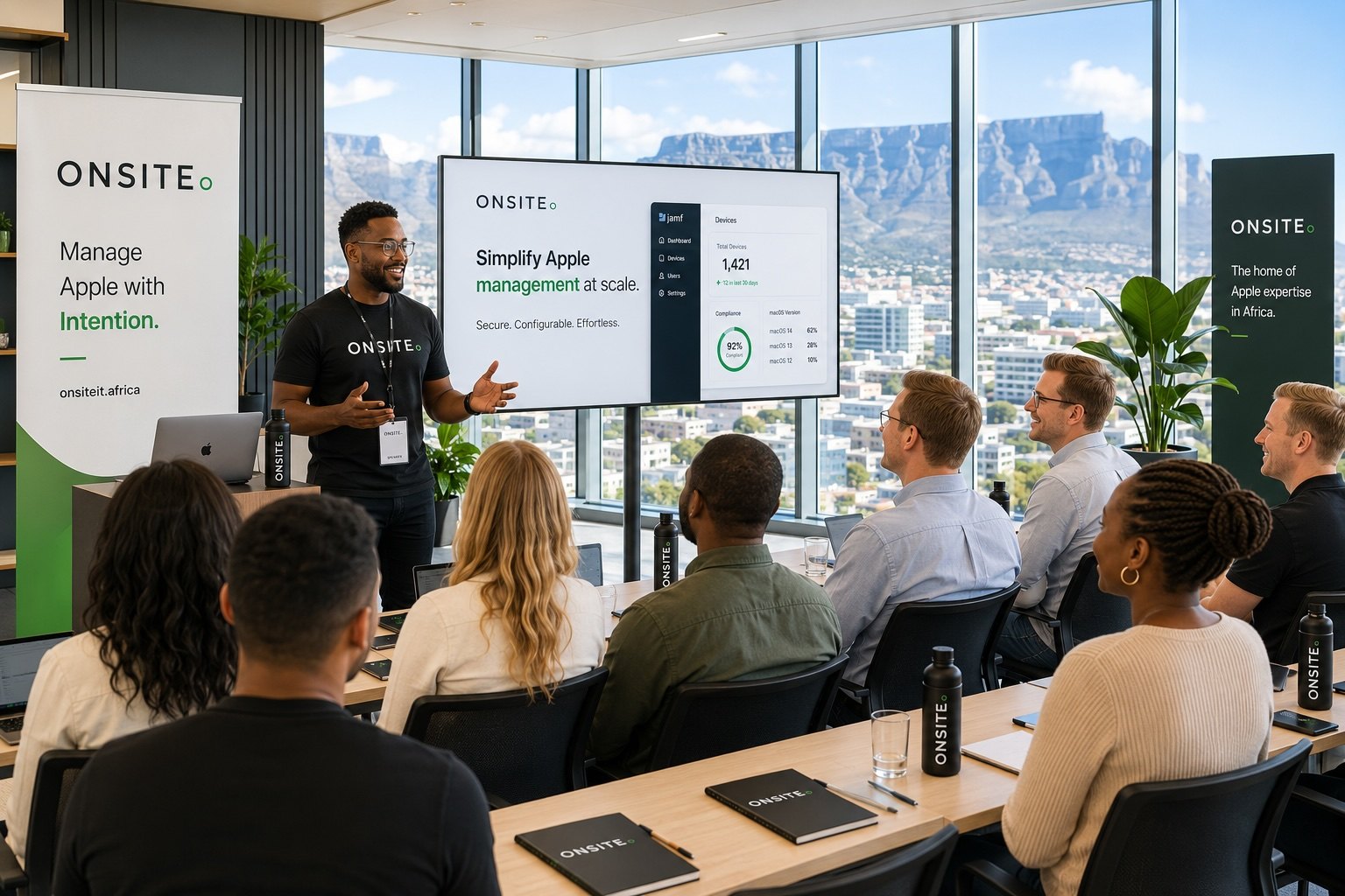 Onsite IT presenting unified Apple management with Jamf at an event in Cape Town